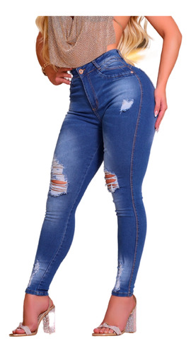 Calça Jeans Skinny Moda Tendência Feminina Cintura Alta Hot