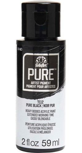 Acrilico Artístico Pigmento Puro Folkart Usa 59ml Pure Black