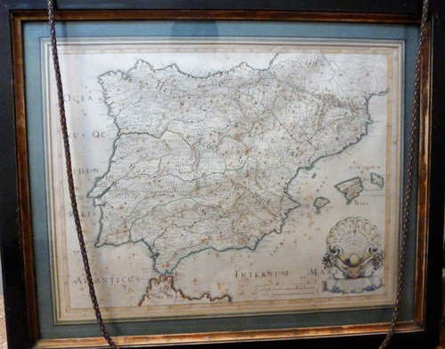 Mapa Antiguo 1641 Original  España Sanson Enmarcado 71 X 58