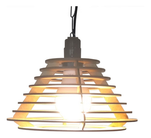 Lustre Pendente De Madeira Mdf Mod. Hanoi 110/220v