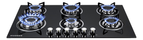 Parrillas Gas Estufas Empotrables 6 Quemador Cristal Templado Negro Estufa De Mesa M6001g