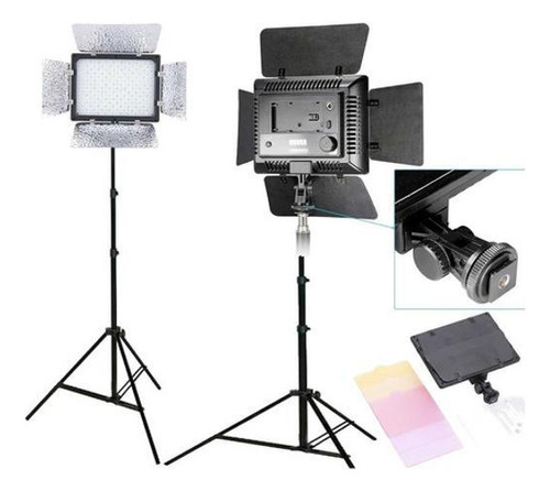 Kit Iluminador Led 300 Completo Bateria E Fonte Foto Video