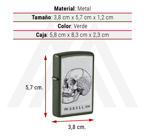Imagen 4 de 10 de Encendedor Zippo Lighter Skull Design