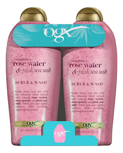 Ogx Body Wash  Rose Water Exfoliante E Hidratante 2 Pz