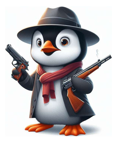 Vinilo 45x45cm Pinguno Mafioso Arma Pistola Metralla