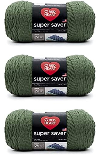 Red Heart Super Saver Medium Thyme Yarn - Paquete De 3 De 19