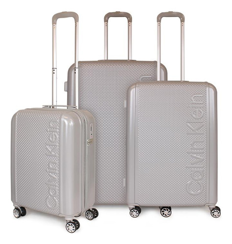 Set 3 Maletas Rome Cabina+mediana+grande Gris Calvin Klein