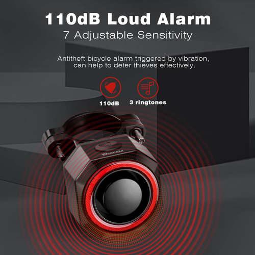 Luz Trasera Inteligente Usb Recargable Alarma Antirrobo Bici