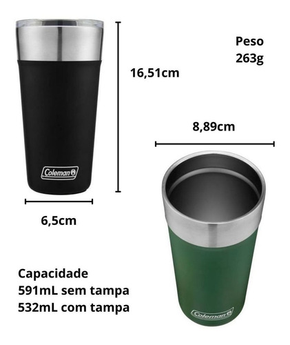 Imagem 5 de 7 de Copo Térmico Cerveja C/ Tampa Coleman Chopp Bebidas Original