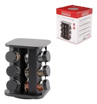 Comprar Porta Condimentos 12 Potes De Vidro Suporte Giratório Preto