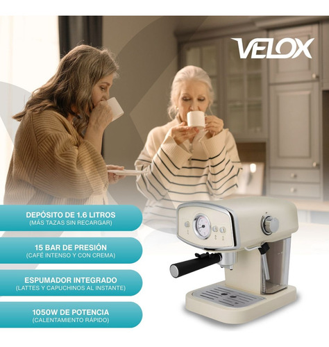 Cafetera Espresso Express Automatica Con Espumador De Leche Para Café Molido Adaptador Para Cápsula Oryx Color Crema