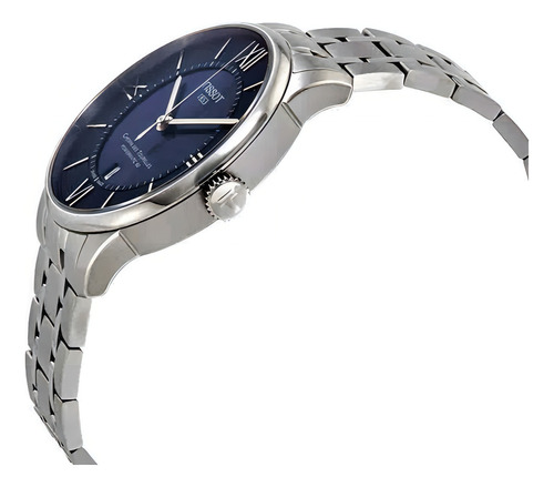 Relógio de pulso Tissot Chemin des tourelles com corria de aço inoxidável cor cinza - fondo azul