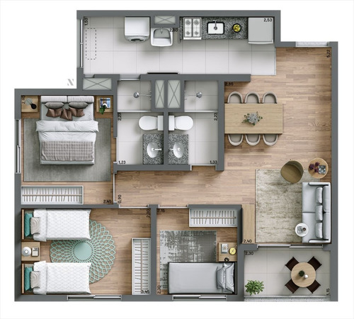 Lançamento Apartamento De 61 M Com 2 Ou 3 Dormitórios