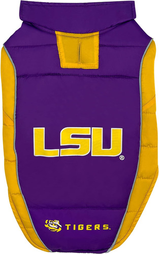 Chaleco Acolchado Ncaa Lsu Tigers Para Perros Y Gatos, Talla