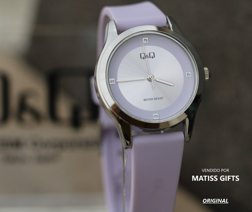 Reloj Mujer Qq Moderno Acero Niquelado Correa Silicona