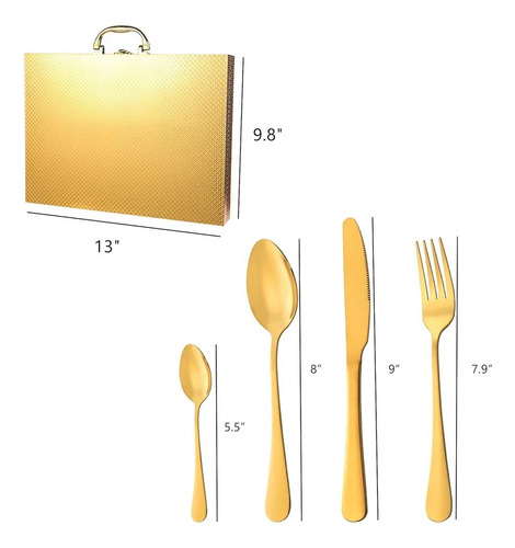 Juego De Cubiertos Dorados Acero Inoxidable 24 Pz.