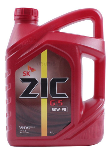 Aceite Zic 80w90 Gl5 Para Transmisión 4 Litros