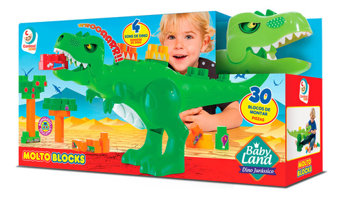 Baby Land Dino Jurássico Com 30 Blocos 8001 - Cardoso Toys