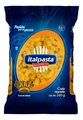 10 Pzas Sopa De Codo Italpasta Rayado 200 G