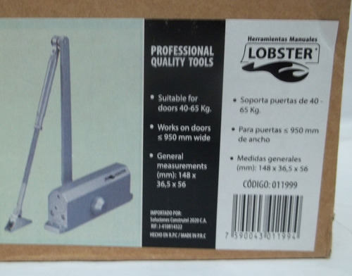 Imagen 5 de 5 de Brazo Hidráulico Cierra Puerta N° 2 Lobster 40-65 Kg
