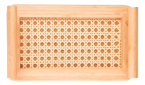 Bandeja Wolff De Bambu Com Alças E Fundo Em Treliça 25cm