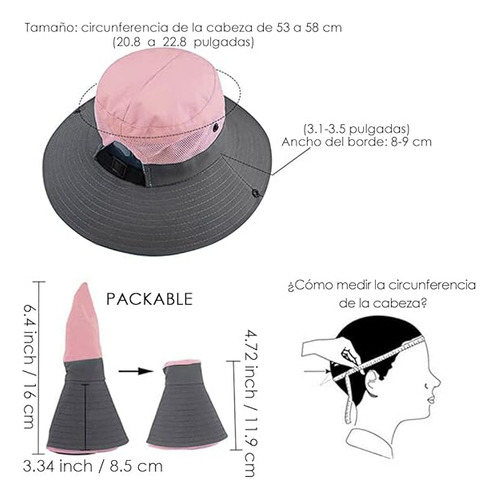 Practico Sombrero Para Sol Mujer Uv Color Rosa Plegable