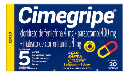Kit C/ 60 Unidades Antigripal Cimegripe C/ 20cps