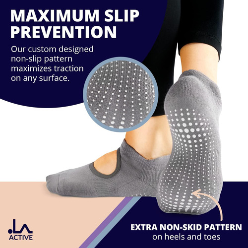 La Active Grip Socks - Yoga Pilates Barre Non Slip - Calc...