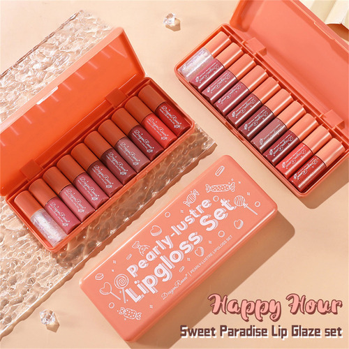 Caja De Regalo Lipgloss, Mate, Antiadherente, Esmaltada Dura