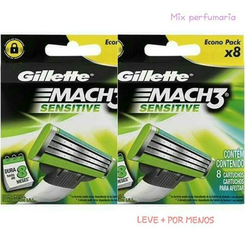 Gillette Mach 3 Sensitive 16 Unidades  (2 Caixas Com 8)