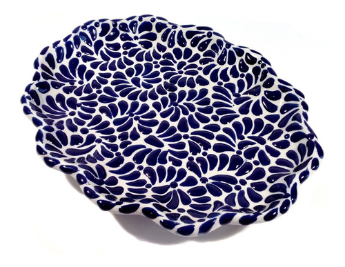 Charola Concha De Talavera Poblana Barroca 27 Cm Plumeado #3