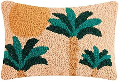 Peking Handicraft Sunset Palm Trees Polyfill Hook Throw Pill