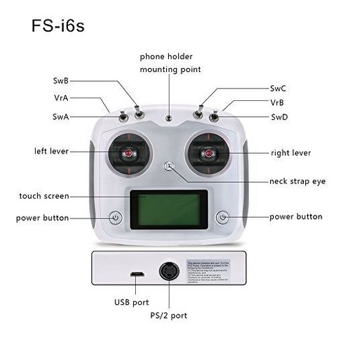Bodajing Flysky Fs-i6s 10ch 2.4g Afhds 2a Rc Transmitter Con
