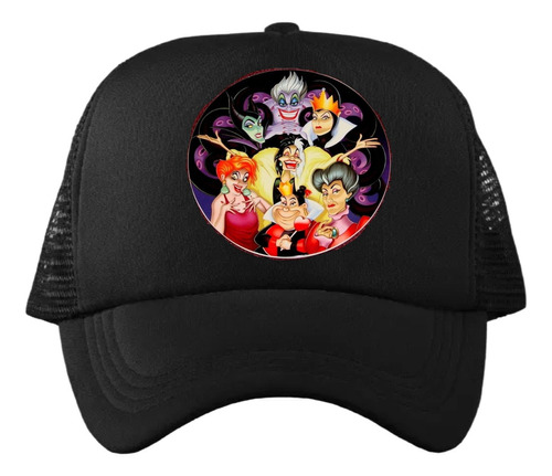 Gorra Negra Villanas De Cuentos Unisex Unitalla Ajustable