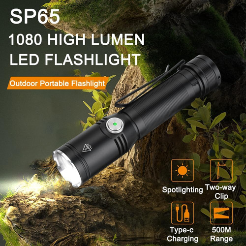 Linterna Usb 1080lm 6 Modos Impermeable Para Camping