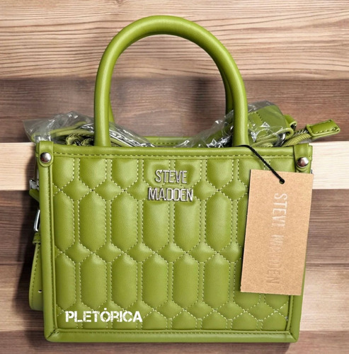 Bolsa Steve Madden Satchel Small (original) Verde Lima Acolchonado Níquel Verde Lima