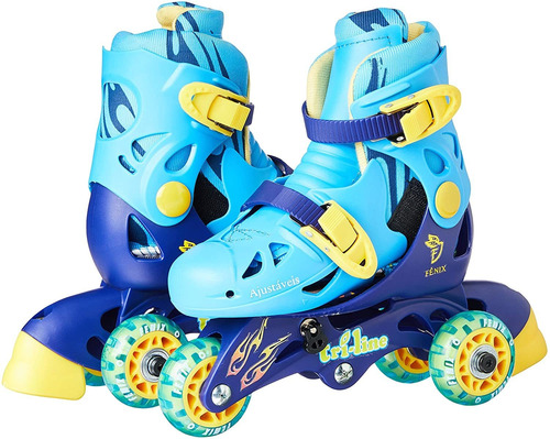 Imagem 3 de 7 de Patins In-line Tri-line Azul 26 A 33 Menino + Acessórios