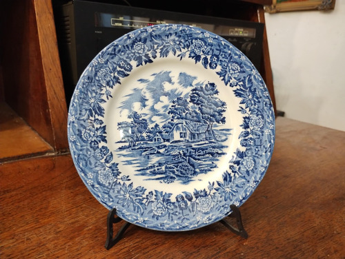 Antiguo Plato Decorativo De Loza Inglesa Azul Grindley Ltd