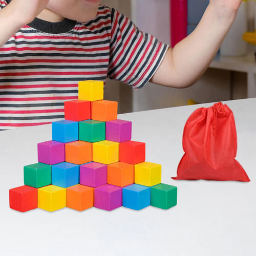 Cubos De Madera Sólidos De Colores, Juguete 3 Cm 50 Piezas