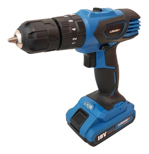 Imagen 3 de 8 de Taladro Percutor Inalambrico Litio Logus 18v Max + Maletin