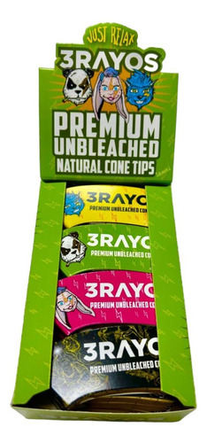 Filtros Carton Conos 3rayos Unbleached Tips Premium Sensei Sabor Neutro