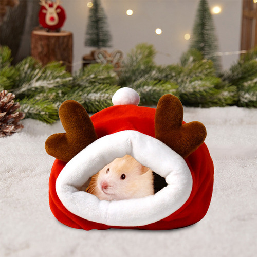 Cama O Christmas Con Forma De Reno Para Hámster, Acogedora Y