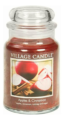 Vela Aromática De Manzanas Y Canela De Vidrio Grande (26 Oz) Color Rojo Liso