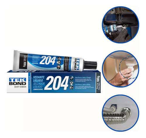 Cola Veda Rosca Líquido Semi Secativo 204 Tek Bond 100g Cor Branco