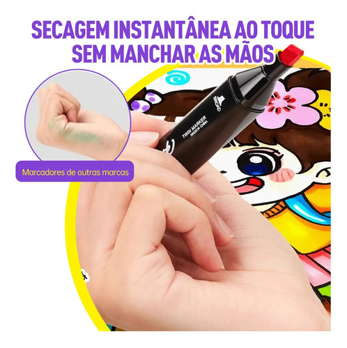 Kit Marcadores Canetinhas Ponta Dupla 24 Cores - Estojo