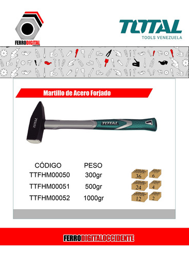 Imagen 2 de 4 de Martillo De Acero Forjado Peso 1000 Gr