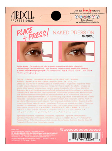 Cílios Postiços Ardell Naked Pré-colado Natural Pacote 30un Comprimento 0 Mm Cor Preto Espessura 0 Mm