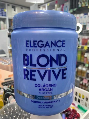 Decolorante Elegance Blond Revive Azul 500 Gr Aclara 9 Tonos