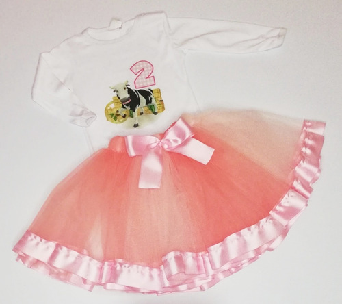 Tutu Pollera Remera Personalizada Disfraz Vaca Lola