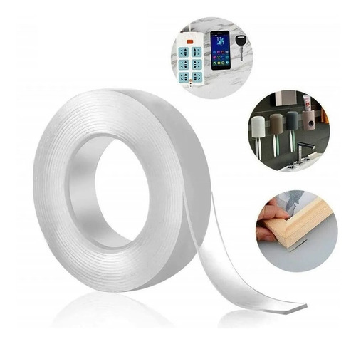 Macarons Bazar cinta doble faz nano tape cinta adhesiva de silicona multiuso lavable 1mt